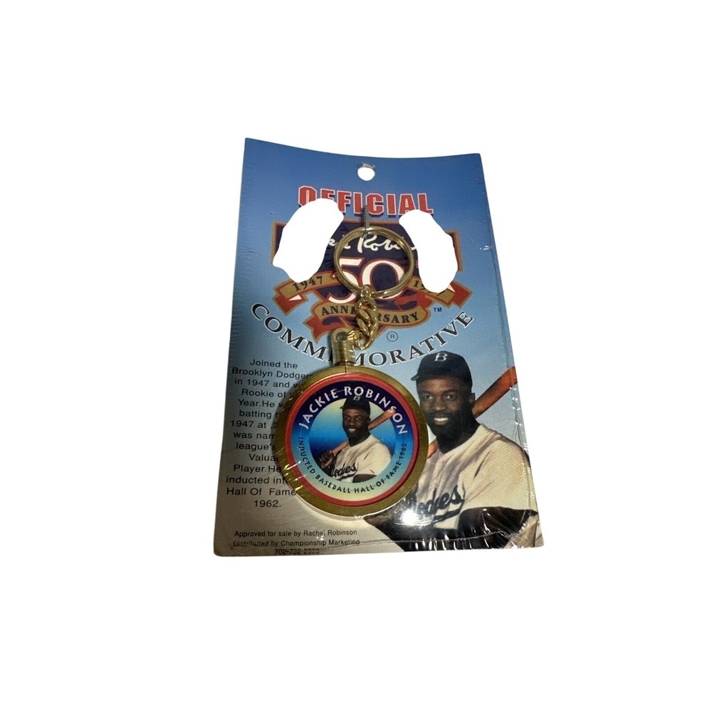 Jackie Robinson 50th Anniversary Commemorative Keychain Brooklyn Dodgers 1997